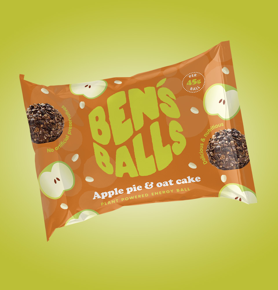 Bens Balls logo branding and packaging