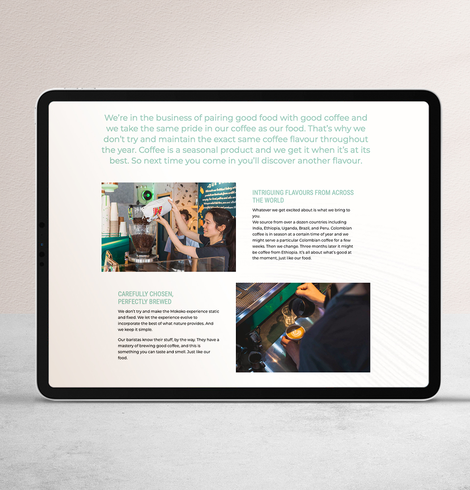 Mokoko Coffee branding bath